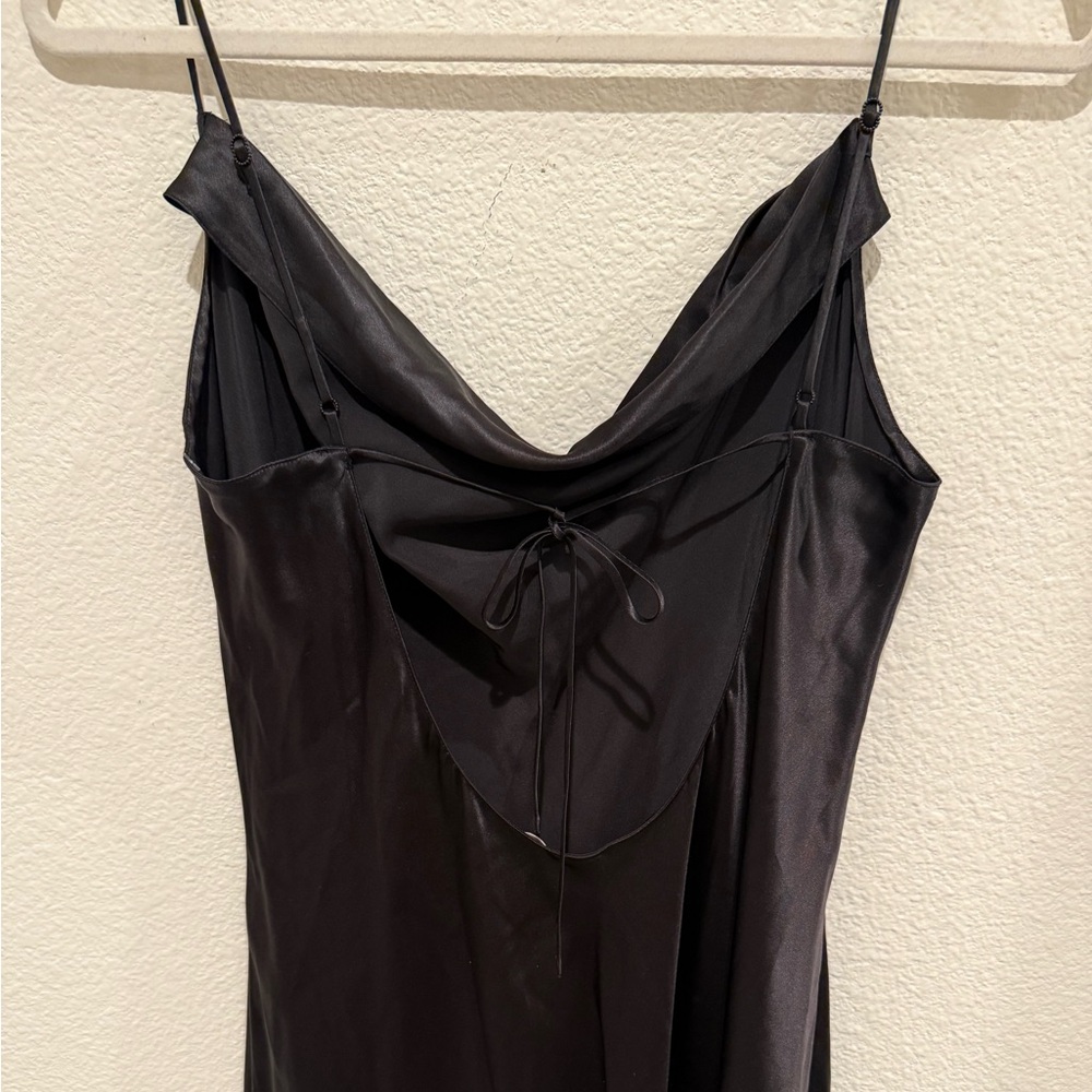Victoria's Secret 100% Silk black Maxi slip dress cowl neckline Large - Picture 3 of 9